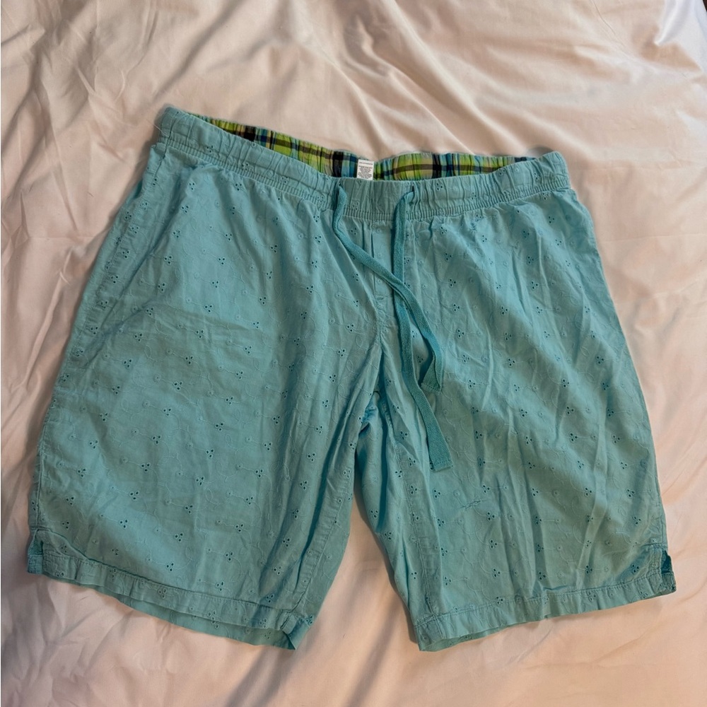 Womems M Vintage Y2K Old Navy light blue pj shorts with flower details: fairy